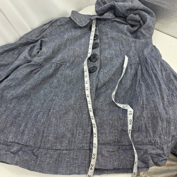 Free People Women's Balloon Puff Sleeve Linen Chambray Swing Jacket Size‎ Small. - Picture 10 of 10